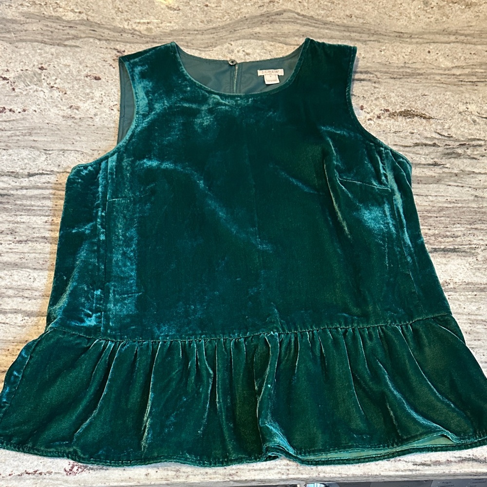 Emerald Green Velvet Sleeveless Top